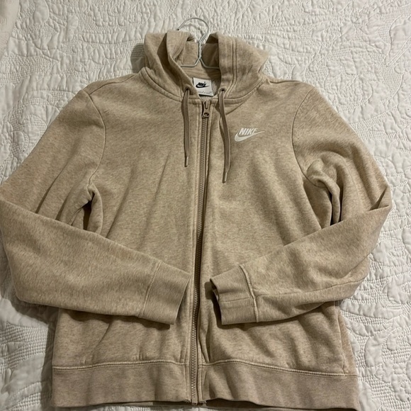 Nike Tops - Nike full zip hoodie oatmeal size small